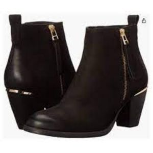 Steve Madden Ankle Boots Wantagh Booties Distressed Nubuck Suede Black Gold Boho